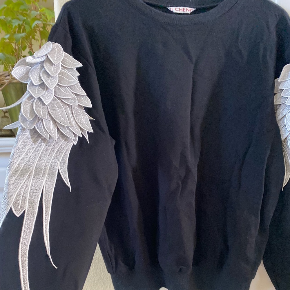 Angel Wings Black Sweater Small - image 2